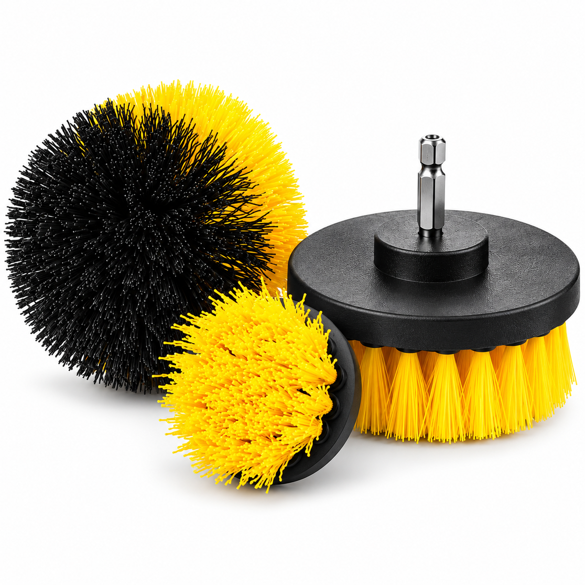 Lot de 3 Brosses de Perceuse – Nettoyage Intensif • Poils Durs • Detailing Automobile