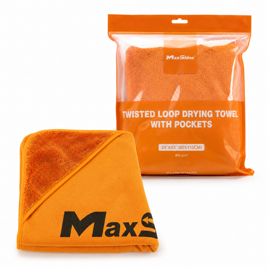 MaxShine Twisted Loop Drying Towel - Serviette Séchage Microfibre 800 GSM | Double Face + Poches d'Angle