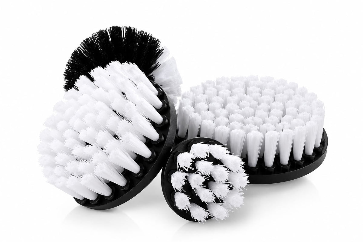 Lot de 4 Brosses de Perceuse Doux – Nettoyage Délicat • Poils Souples • Intérieur • Carrosserie