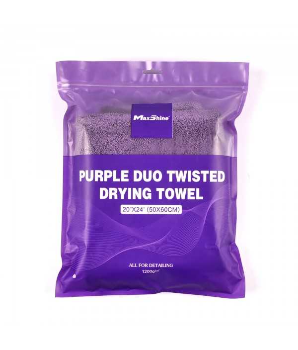 MAXSHINE Purple Duo Twisted - Serviette Séchage Microfibre 60x90cm | Ultra Absorbante 1200 GSM