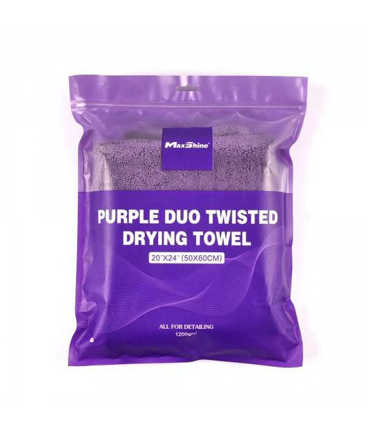 MAXSHINE Purple Duo Twisted - Serviette Séchage Microfibre 60x90cm | Ultra Absorbante 1200 GSM